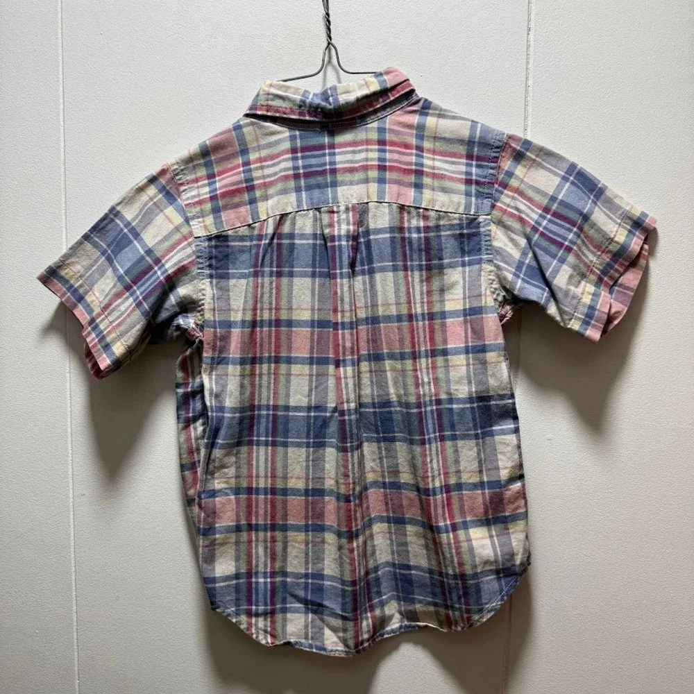 Ralph Lauren‎ Boys 4T Plaid Button Down Shirt Short Sleeve Multi Color Cotton
